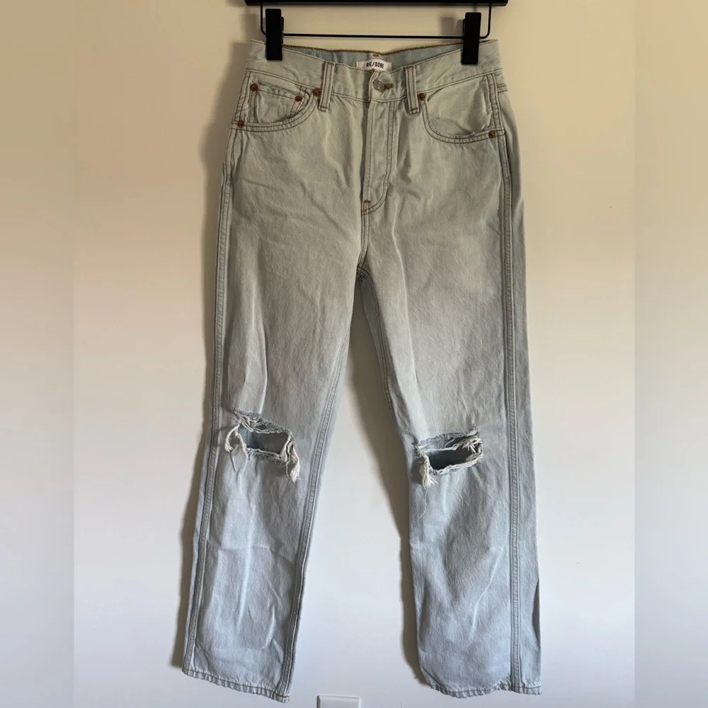 $295 Re/Done 90s High Rise Loose Bleach Destroy - 25